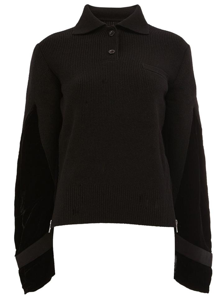Sacai Velvet Sleeve Jumper - Black