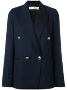 Victoria Beckham - Double Breasted Blazer - Women - Cotton/viscose/wool - 12, Blue, Cotton/viscose/wool