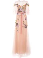 Marchesa Notte Floral-appliquéd Gown - Pink & Purple