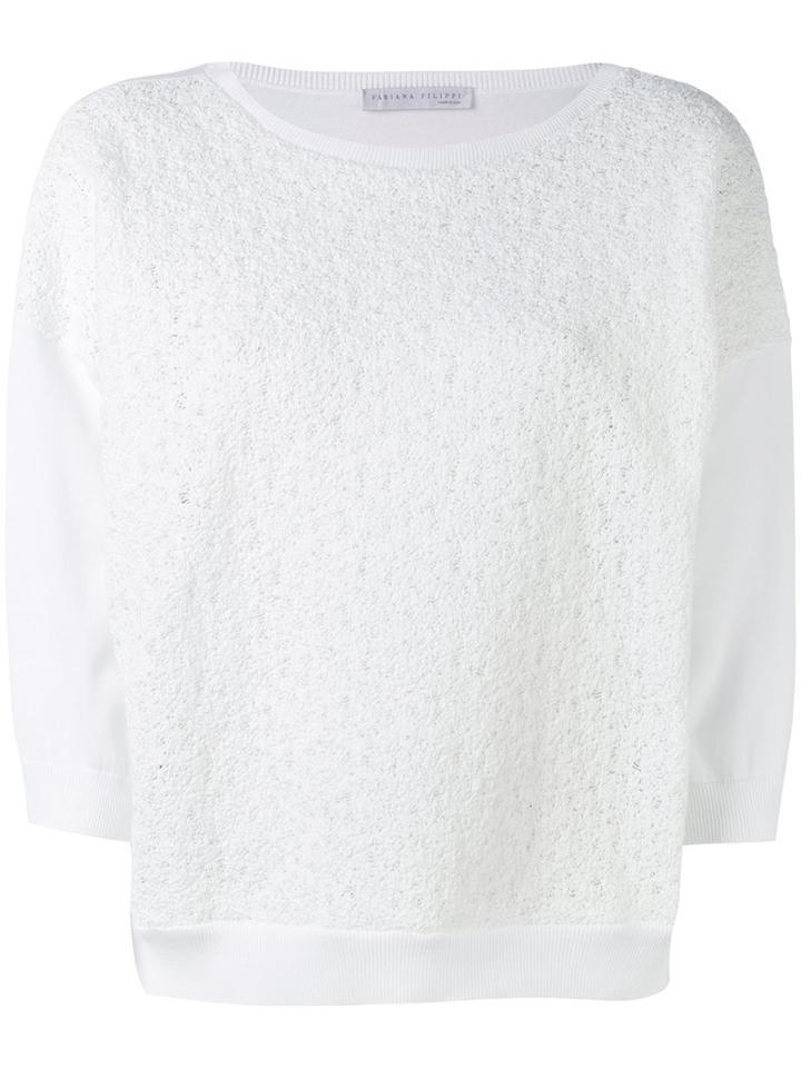 Fabiana Filippi - Textured Knit Jumper - Women - Cotton - 46, Women's, White, Cotton