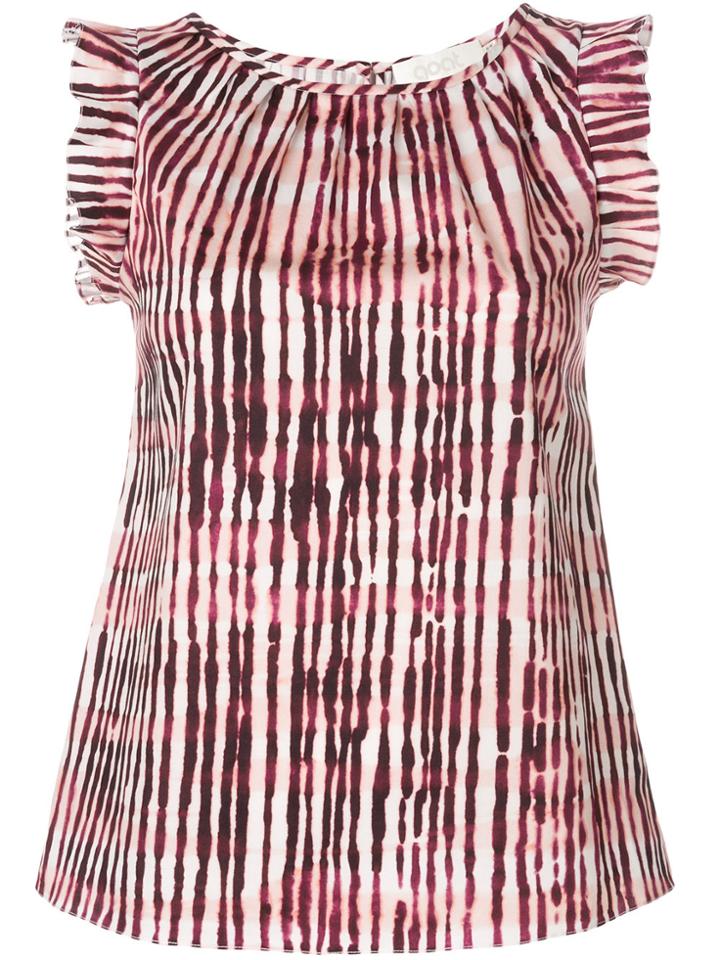 Goat Ruffle Trim Print Freud Top - Pink & Purple