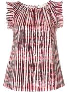 Goat Ruffle Trim Print Freud Top - Pink & Purple