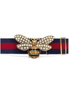 Gucci Web Belt With Bee - Red