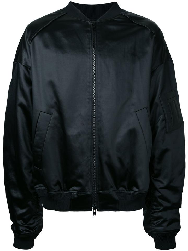 Juun.j Slogan Back Bomber Jacket, Men's, Size: 48, Black, Cotton/acetate/polyester
