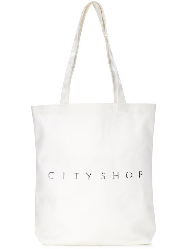 Cityshop Logo Tote, Women's, White, Cotton