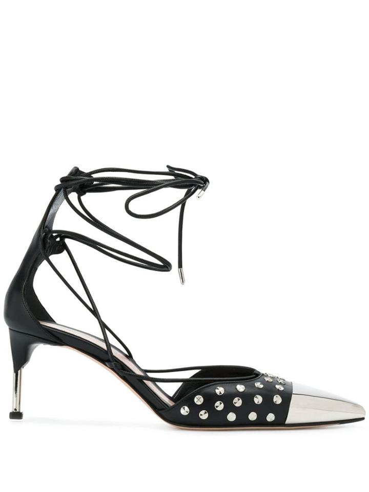 Alexander Mcqueen Self-tie Ankle Sandals - Black