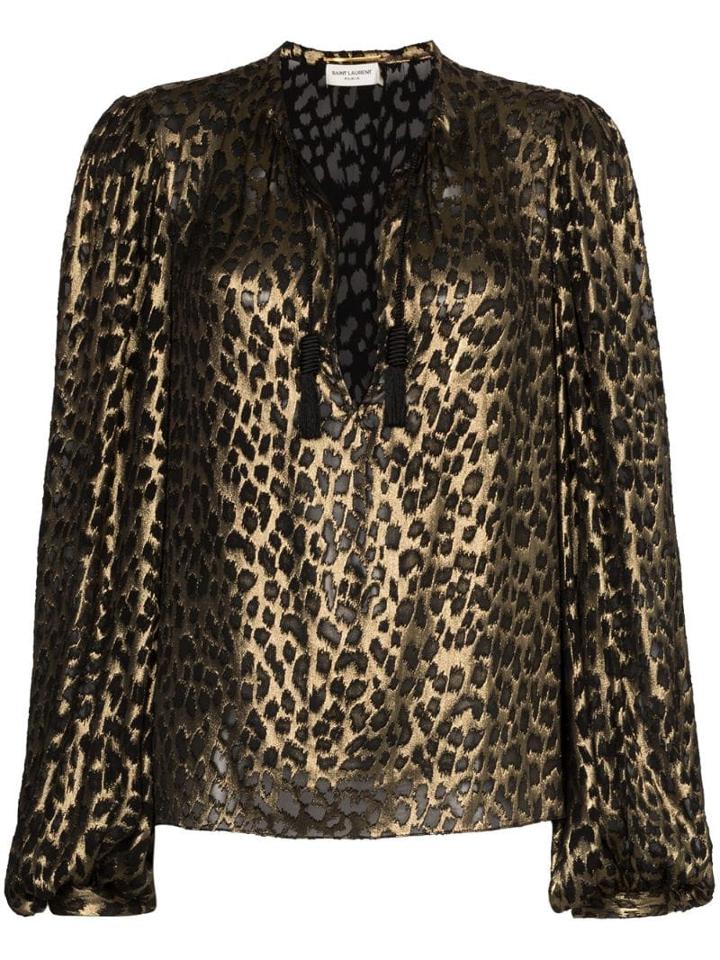 Saint Laurent Lurex Leopard Blouse - Metallic
