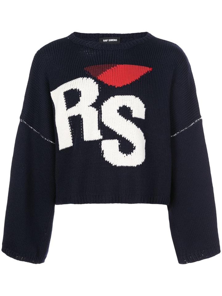 Raf Simons Intarsia-knit Cropped Jumper - Blue