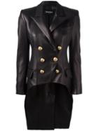 Balmain Peaked Lapel Jacket, Women's, Size: 38, Black, Cotton/lamb Skin/viscose