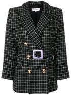 Yves Saint Laurent Vintage Belted Checked Jacket - Black