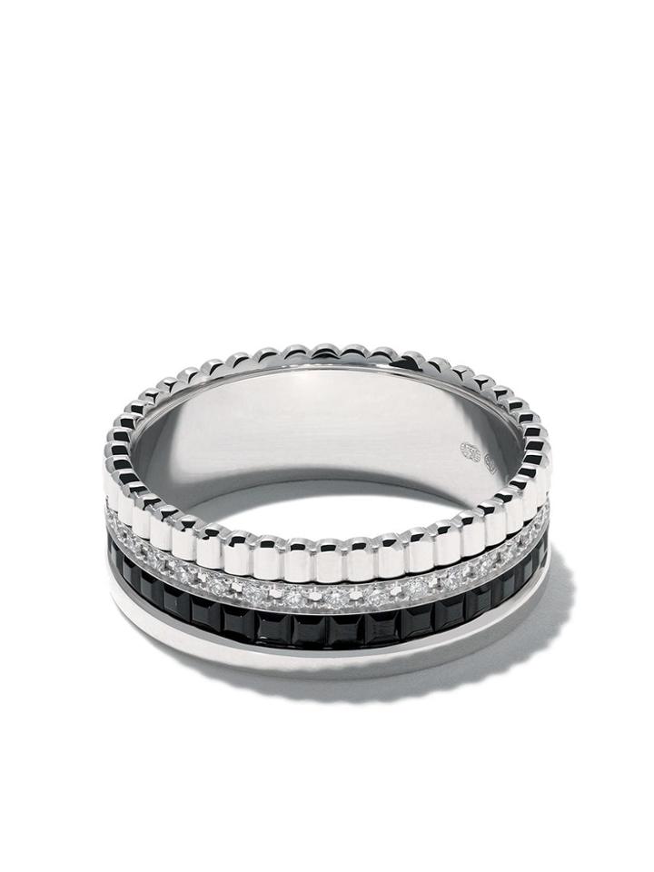Boucheron 18kt White Gold Diamond Quatre Black Small Ring - Wg