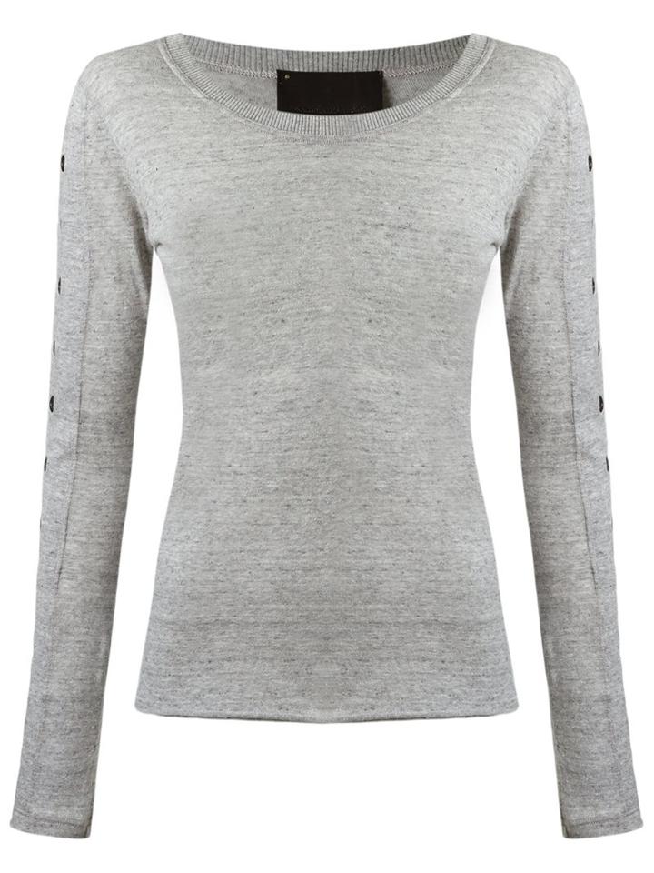 Andrea Bogosian Embellished Blouse, Women's, Size: Medium, Grey, Cotton