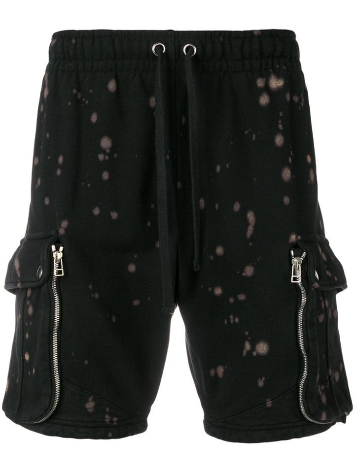 Faith Connexion Bleached Cargo Sweat Shorts - Black