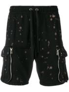Faith Connexion Bleached Cargo Sweat Shorts - Black