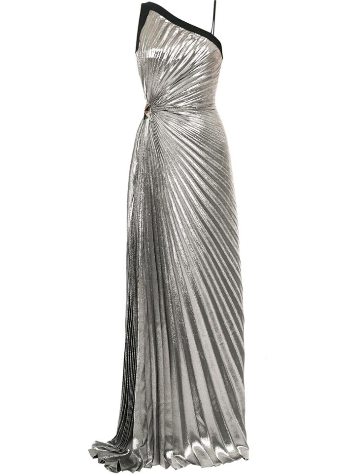 Mugler Goddess Pleated Lamé Gown - Metallic
