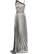 Mugler Goddess Pleated Lamé Gown - Metallic