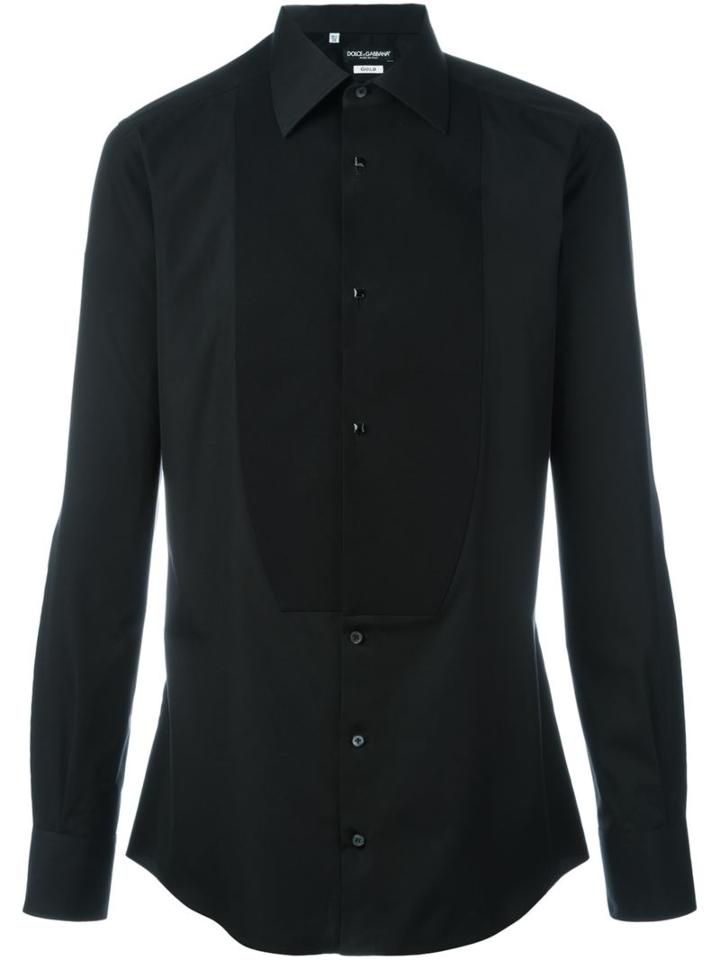 Dolce & Gabbana Bib Shirt, Men's, Size: 39, Black, Cotton