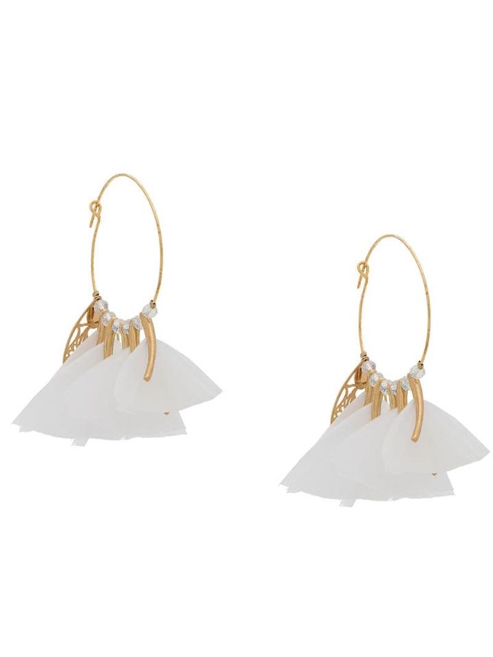 Gas Bijoux Feather Hoop Earrings - White