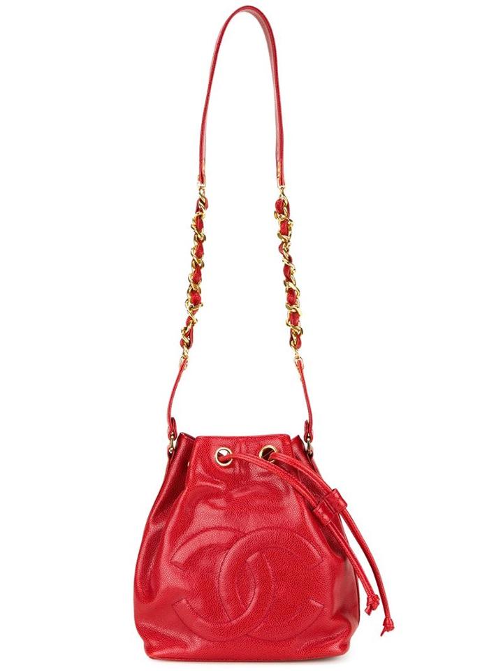 Chanel Vintage Embossed Logo Bucket Crossbody Bag