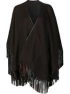 Sofia Cashmere Fringed Cape, Women's, Brown, Leather/cashmere