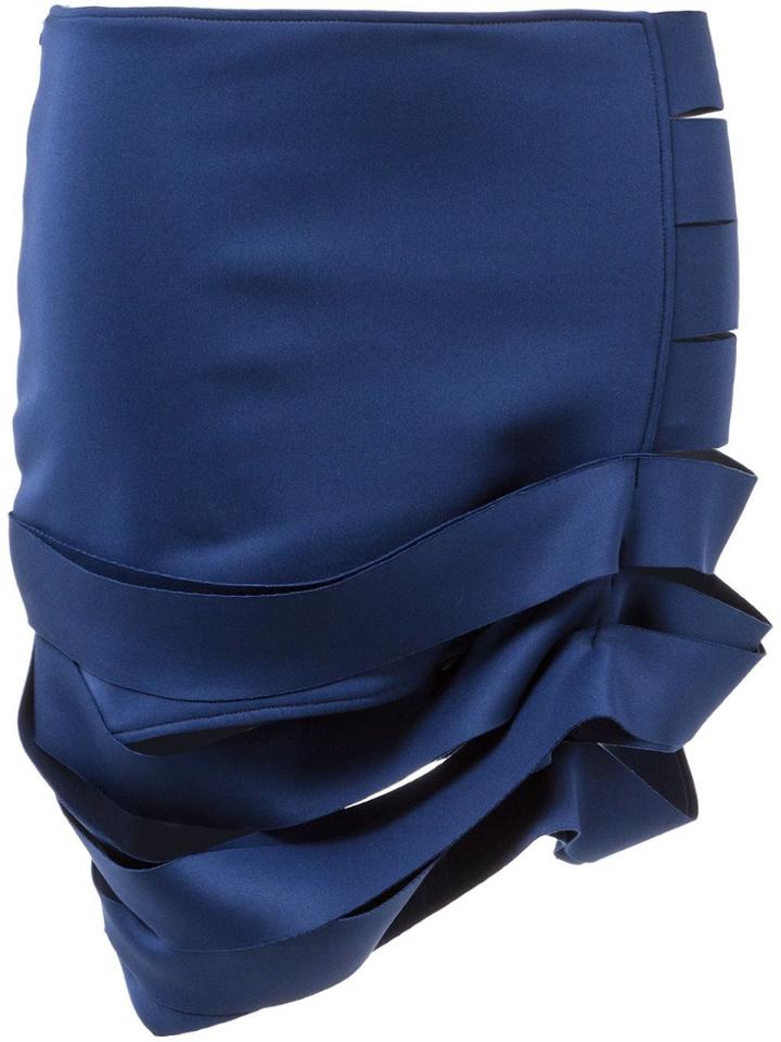 Gloria Coelho Gathered Cut-out Pencil Skirt - Blue