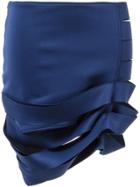 Gloria Coelho Gathered Cut-out Pencil Skirt - Blue