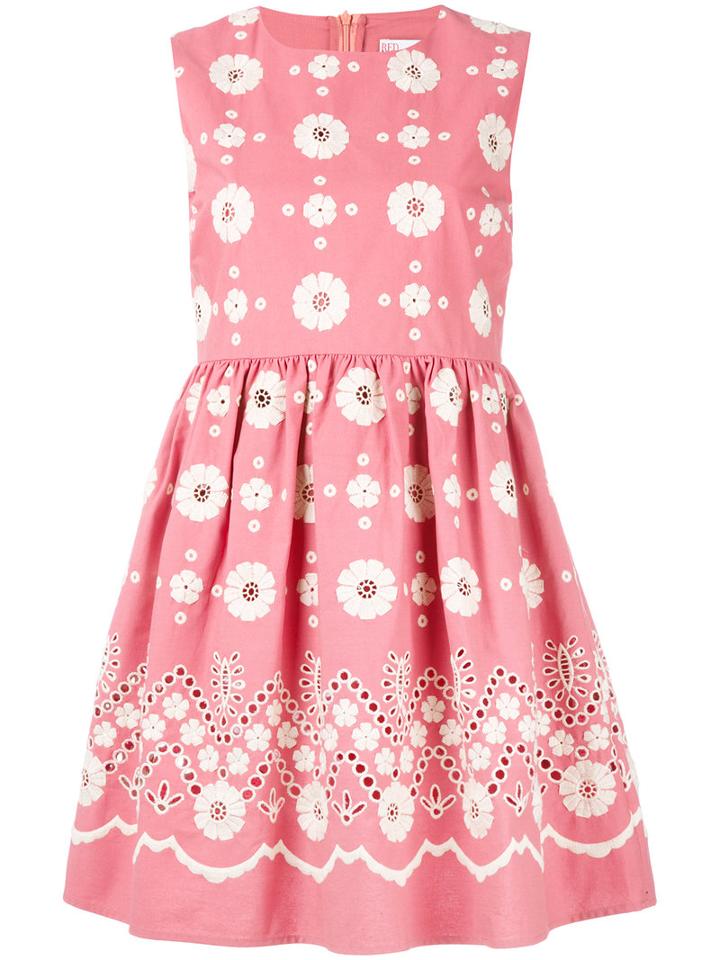 Red Valentino Embroidered Flower Dress, Women's, Size: 42, Pink/purple, Cotton