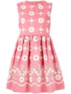 Red Valentino Embroidered Flower Dress, Women's, Size: 42, Pink/purple, Cotton