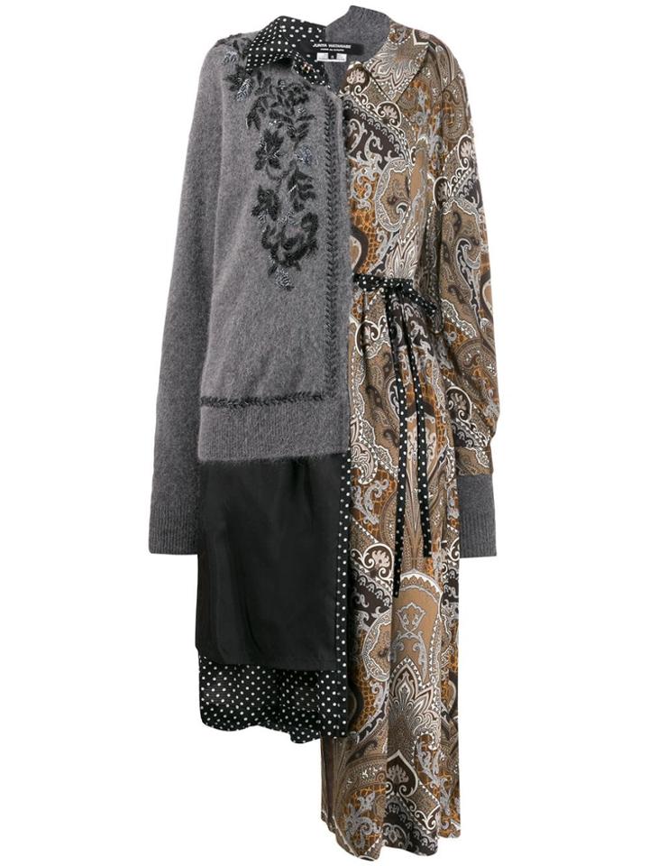 Junya Watanabe Contrast Patterned Coat - Grey