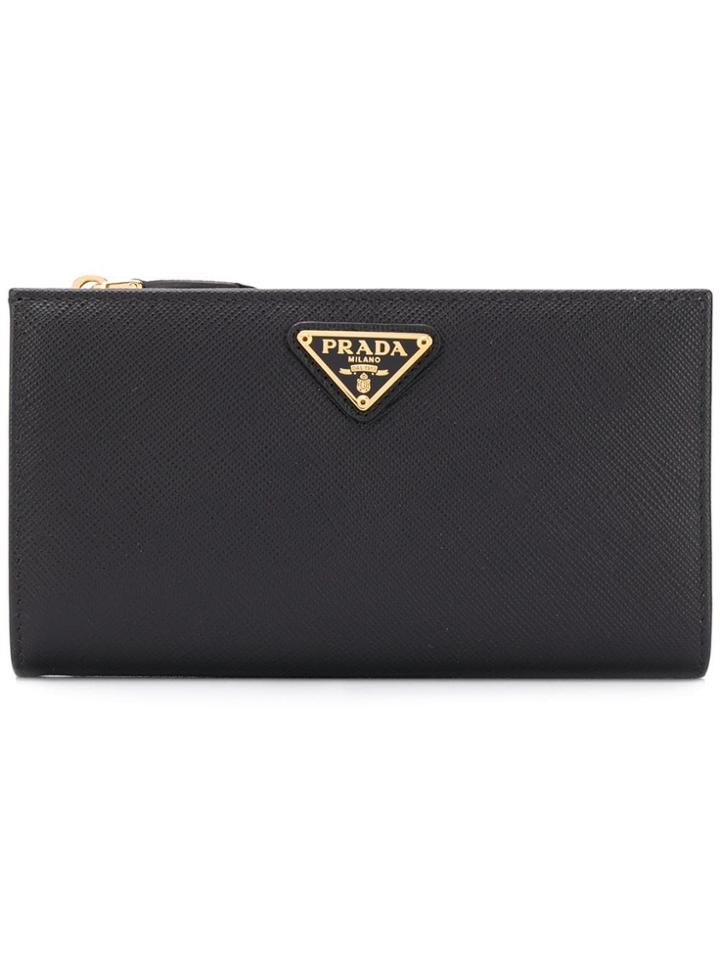 Prada Saffiano Leather Flap Wallet - Black