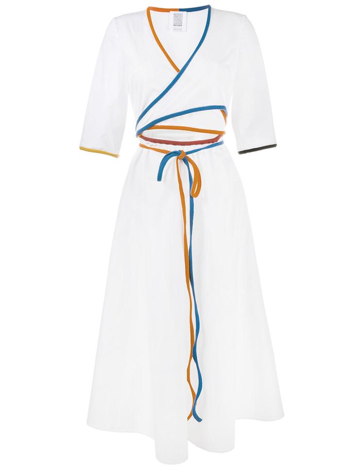Rosie Assoulin Short Sleeve Wrap Dress, Women's, Size: Xs, White, Cotton