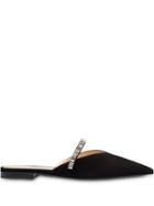 Prada Flat Suede Mules With Crystals - Black