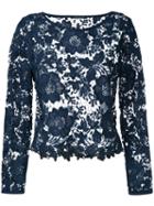 Luisa Cerano - Lace Cut-out Top - Women - Polyester - 44, Blue, Polyester