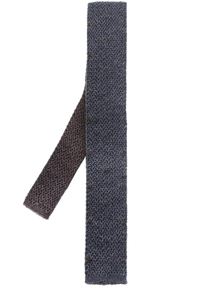 Eleventy Embroidered Dot Knit Tie