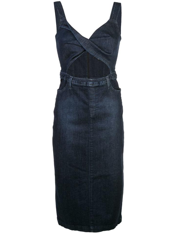 Cushnie Pinafore Denim Dress - Blue