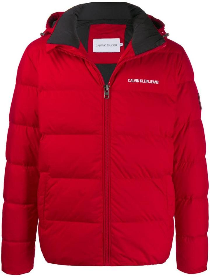 Calvin Klein Jeans Zipped Padded Jacket - Red