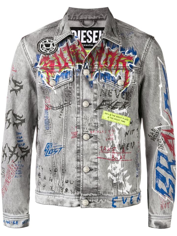 Diesel Graffiti Denim Jacket - Grey