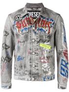Diesel Graffiti Denim Jacket - Grey