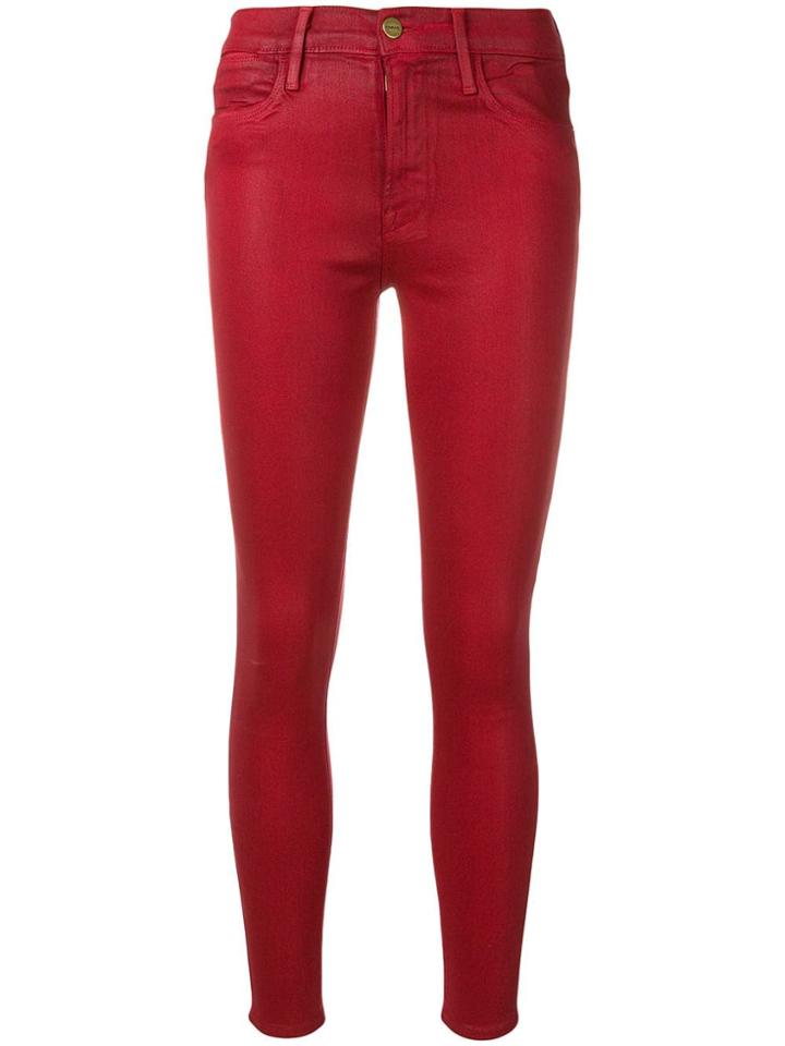 Frame Denim Le High Coated Skinny Jeans - Red
