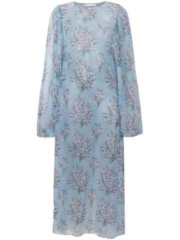 Scrambled Ego Floral Print Oversized Dress - Blue