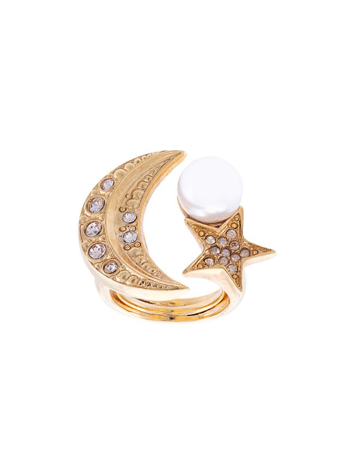 Oscar De La Renta Moon And Stars Ring - Metallic