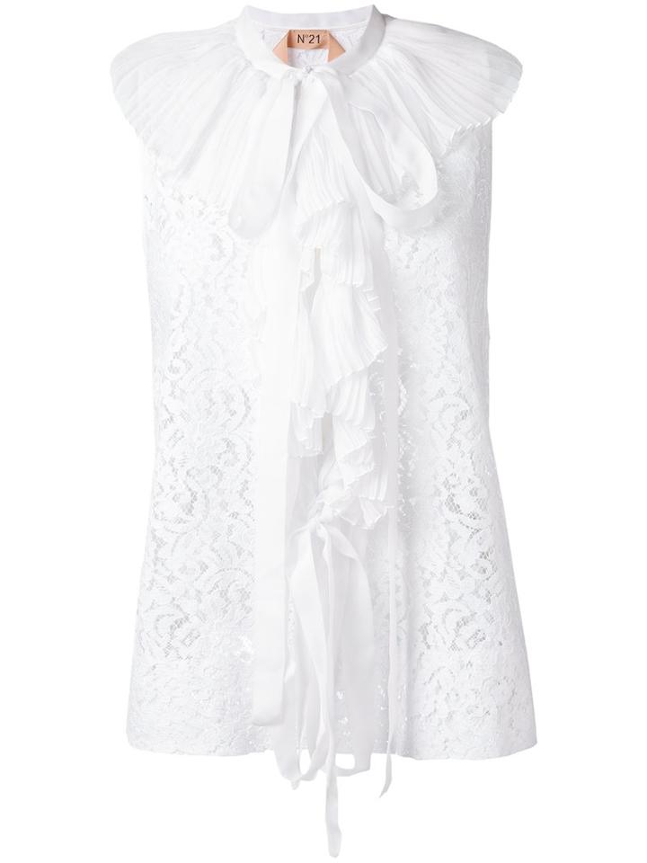 No21 - Lace Embroidered Blouse - Women - Silk/cotton/polyamide - 40, White, Silk/cotton/polyamide