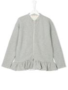 Marni Kids Zip Up Sweatshirt With Frill Hem - Grey