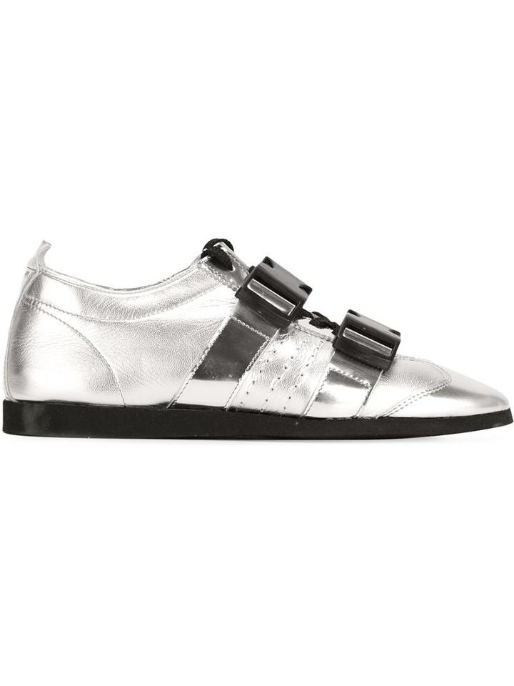 J.w. Anderson Multi Buckle Sneakers, Women's, Size: 42, Grey, Calf Leather/patent Leather/leather/rubber