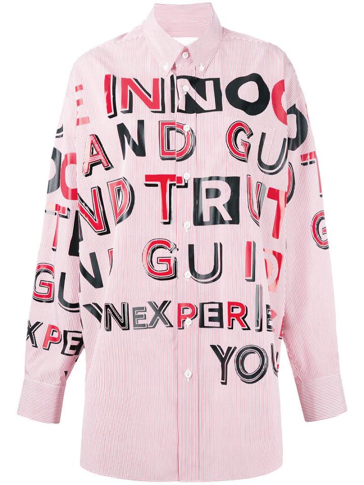 Maison Margiela - Oversized Letter Print Shirt - Women - Cotton - 42, White, Cotton
