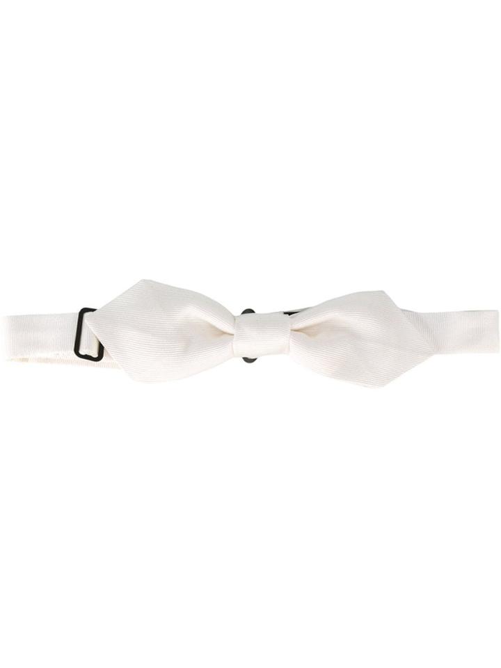 Dolce & Gabbana Striped Bow Tie - White