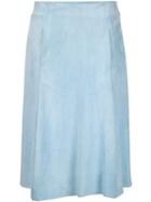 Adam Lippes Front Pleat Suede Skirt