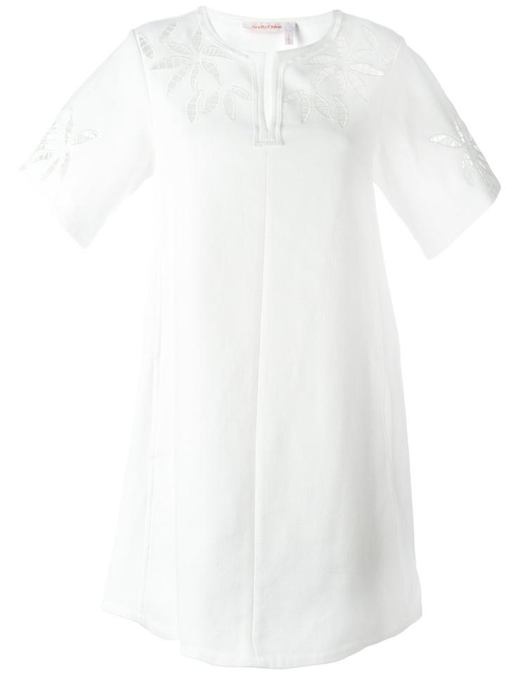 See By Chloé Cut-out Detail Dress, Women's, Size: 36, White, Cotton/spandex/elastane