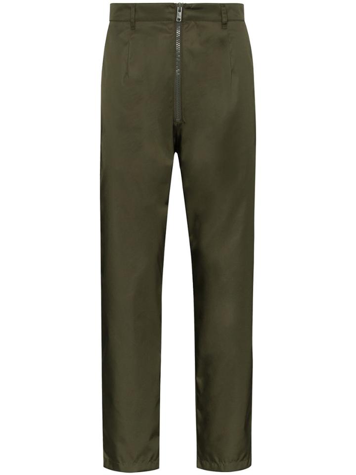 Prada Straight Leg Zip-front Trousers - Green