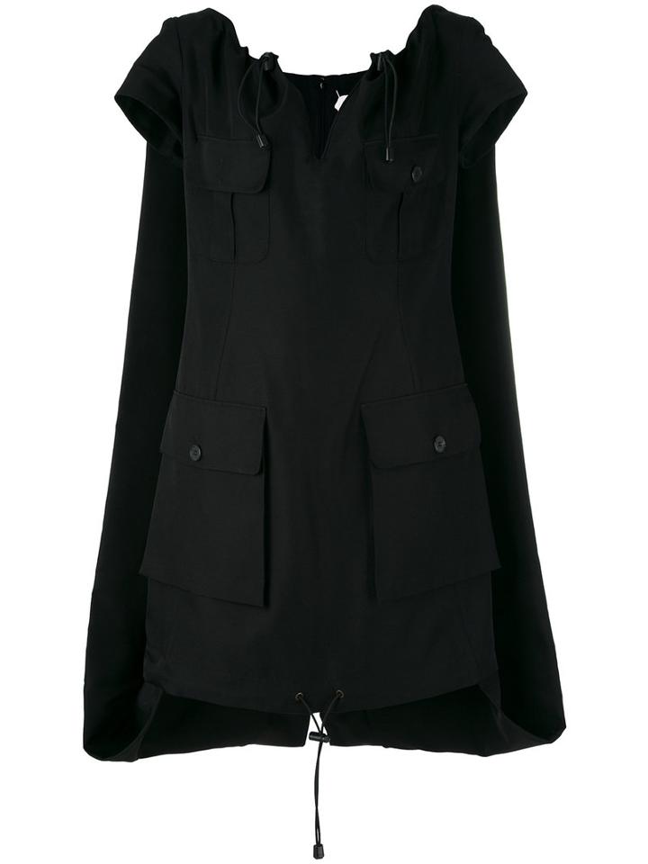 Maison Margiela - Cape Detail Dress - Women - Silk/cotton - 40, Black, Silk/cotton